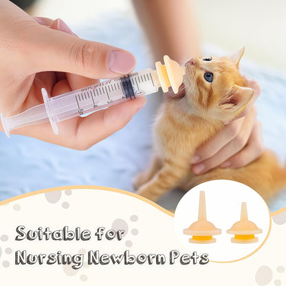 12 bicos de silicone para alimentação com seringa reutilizável para gatos, adequada para filhotes recém-nascidos de gatos, cachorros, animais de estimação, animais selvagens, coelhos