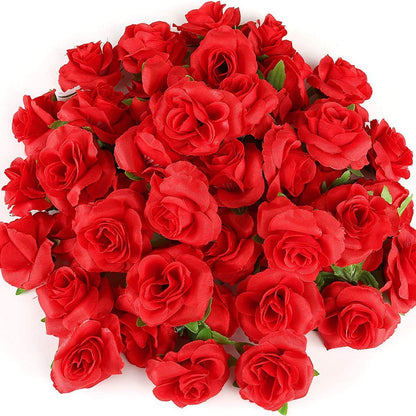 5-100pcs Fake Rose Flower Green Leaves for Valentine's Day Wedding Birthday Party Artificial Roses Heads with Stems Supplies