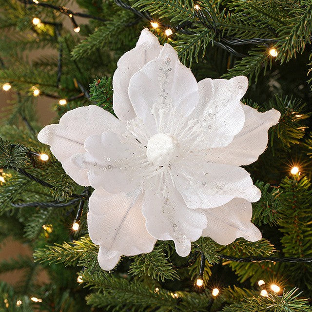 Gold Simulation Christmas Flower Christmas Tree Decorative Flower 20cm Sequin Velvet Ecoration