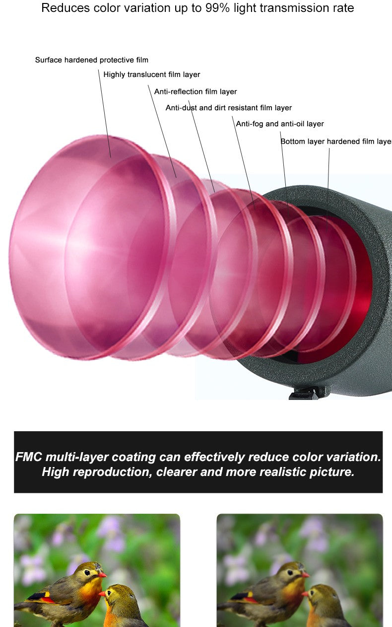Luneta HD 25-75x60 para Tiro ao Alvo com Bolsa de Transporte Telescópio Monocular BAK4 Lente FMC para Caça Observação de Pássaros