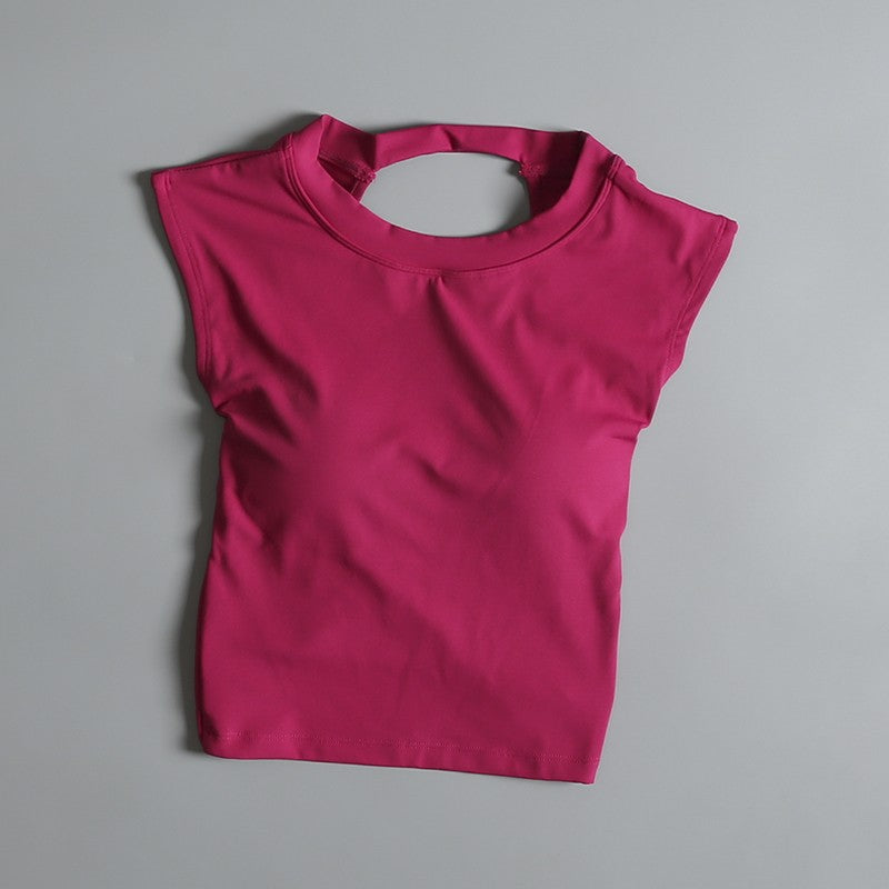 Yoga Suit Sports Top Women with Chest Pad Sexy Short-sleeved T-shirt Running Beauty Back Pilates Training Fitness Clothes Summer