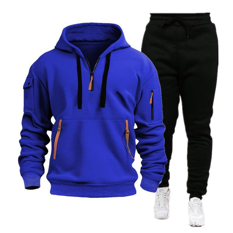 2025 Autumn and Winter Sports Sweater Set Men's Zipper Hoodie Set Sweater Pants Two-piece Set