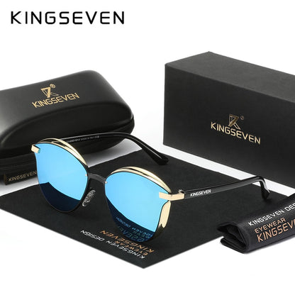KINGSEVEN Trend Luxury Cat Eye Women's Glasses Polarized Sunglasses UV400 Lens for Lady Travel Eyewear