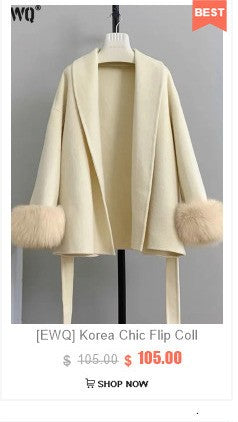 [EWQ] Wool Fox Fur Sleeve Women Coat Elegant Clothing Autumn 2025 Winter Double-sided Jacket Big Size Wine Red Overcoats 16O2751