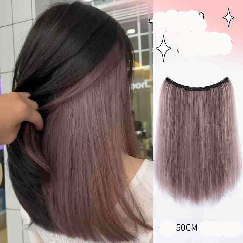 Extensões de Cabelo Sintético em V de uma Peça com 4 Clips Cabelo Liso Longo Peruca Cor 50CM Cabelo Falso Natural