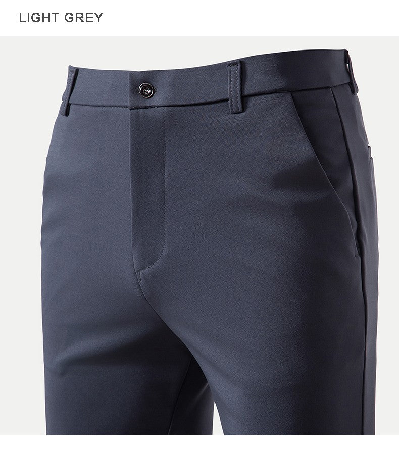 Men's Elastic Slim Fit Khaki Trousers Casual Pants Classic Fashion Suit Sports Pants Spring Summer