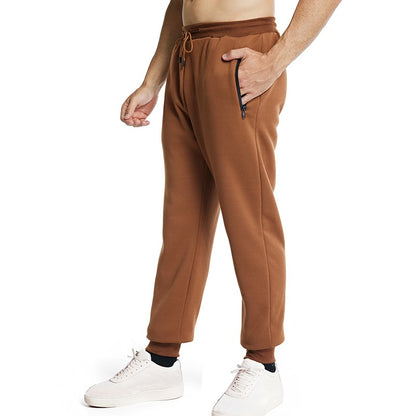 Novas Calças de Moletom Masculinas com Zíper Lateral Bolsos Jogger Calças de Treino Elástico Cintura Esporte Casual Calças Larga Fitness Academia Roupas
