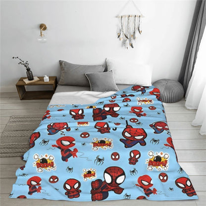 Cobertor de flanela engraçado e quente de desenho animado anime do Homem-Aranha, lindo e legal, para decoração de cama e lounge