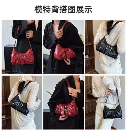 2025 Large Capacity Pleated New Retro Commuter Temperament Locomotive Do Old Style Underarm Shoulder Bag Women
