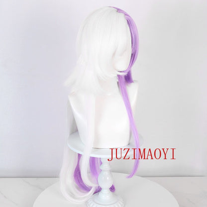 Anime Bungou Stray Dogs Cosplay Peruca Sigma Longa 100cm Branca Roxa Peruca Sigma Cabelo Sintético Resistente ao Calor + Touca de Peruca