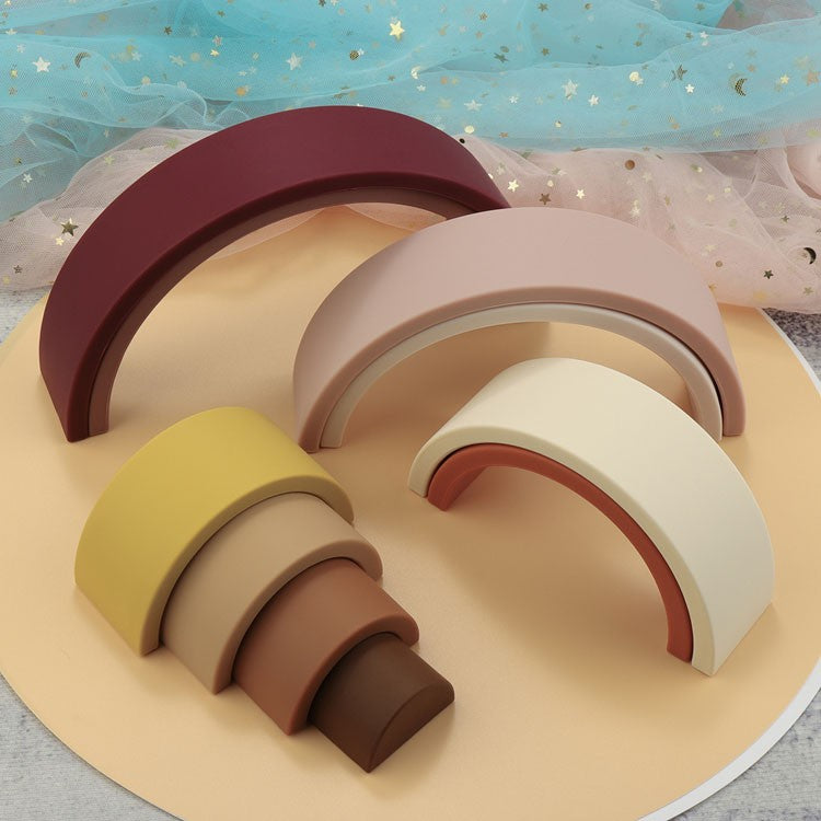 10Pcs/Set Baby Silicone Building Block BPA Free Rainbow Soft Block 3D Educational Montessori Stacking Toys Baby Teether Gift