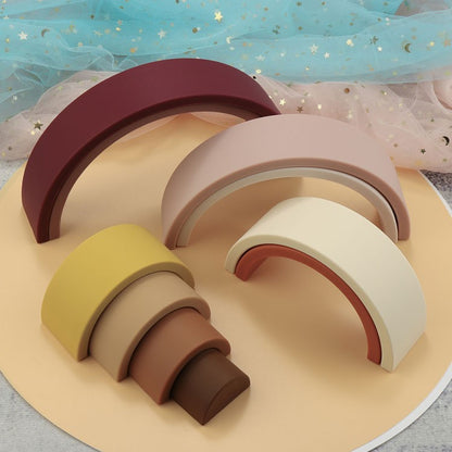 10Pcs/Set Baby Silicone Building Block BPA Free Rainbow Soft Block 3D Educational Montessori Stacking Toys Baby Teether Gift