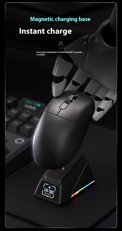 AJAZZ AJ179 APEX PAW3950 30000DPI 8Khz Wireless Gaming Mouse Right Handed Ergonomic Mouse with RGB Magnetic Screen Charging Base