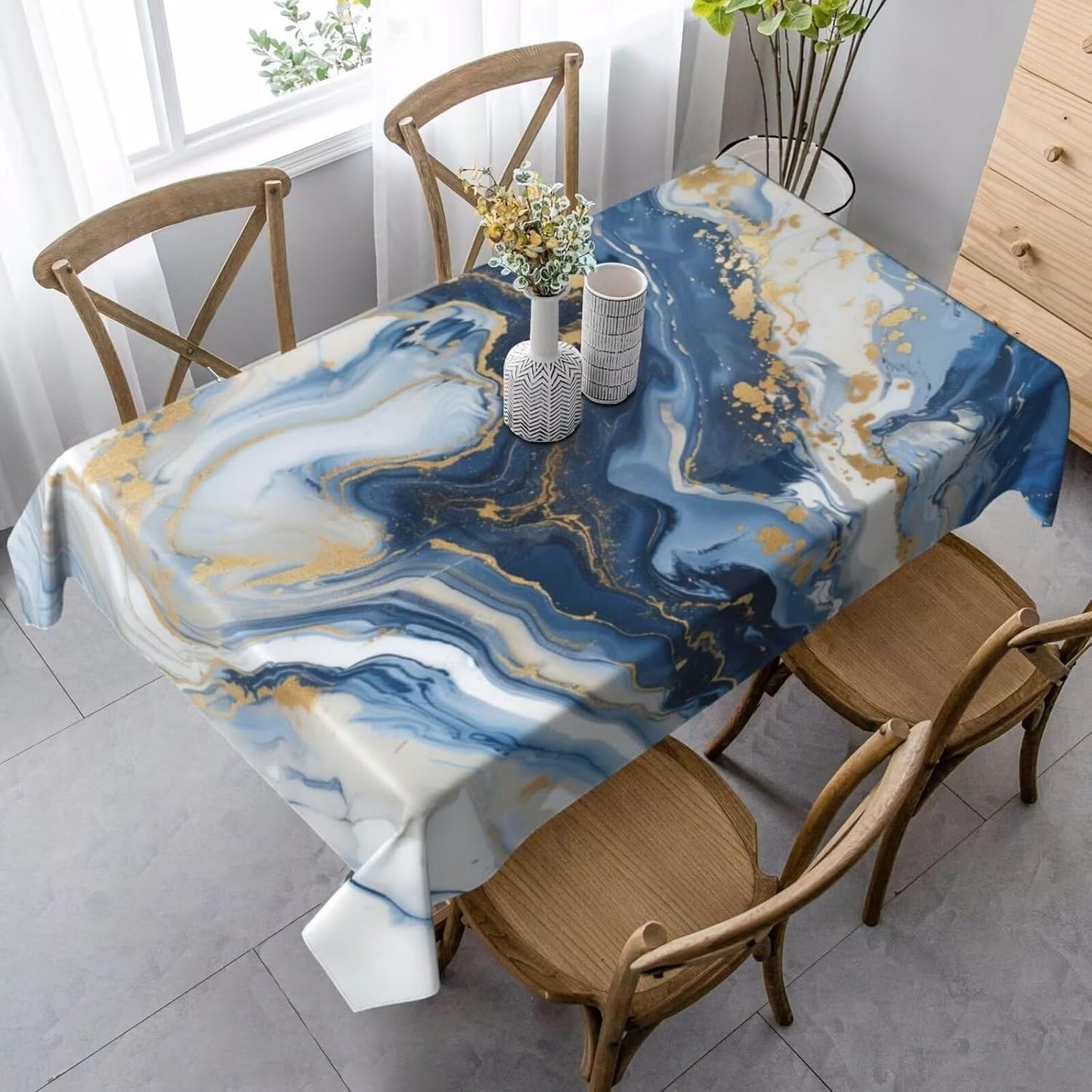 White Grey Gold Marble Texture Rectangle Tablecloth Holiday Party Decor Modern Abstract Geometric Texture Table Cloth Home Decor