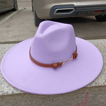 Chapéu Fedora de feltro liso com coroa em formato de gota para homens e mulheres novo cinto de couro Chapéu Panamá ????? ???????