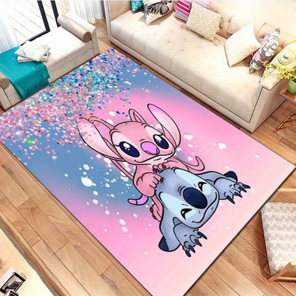 MINISO Disney Cartoon S-titch Angel Area Rug Vibrant Pink Soft Polyester Mat for Bedroom ?? Living Room or Home Office Decor