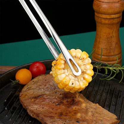 Stainless Steel Mesh Strainer Basket with Barbecue Tongs Multi-Functional Filter Drain Tray for Fried Foods Desserts Vegetables