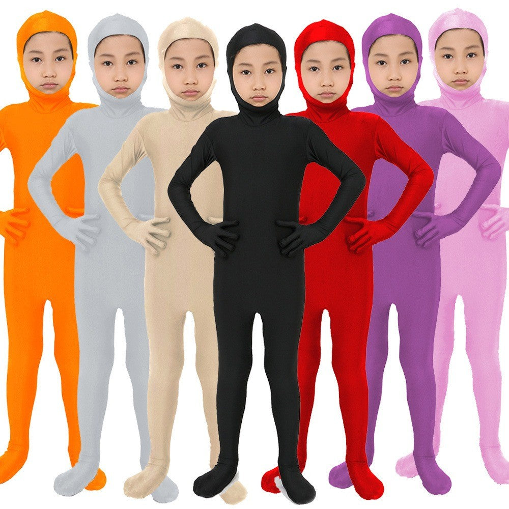 Kids Zentai Invisible Jumpsuit Cosplay Costume Bodysuits Halloween Carnival Skin Tight Suit Spandex Stretch Disappearing