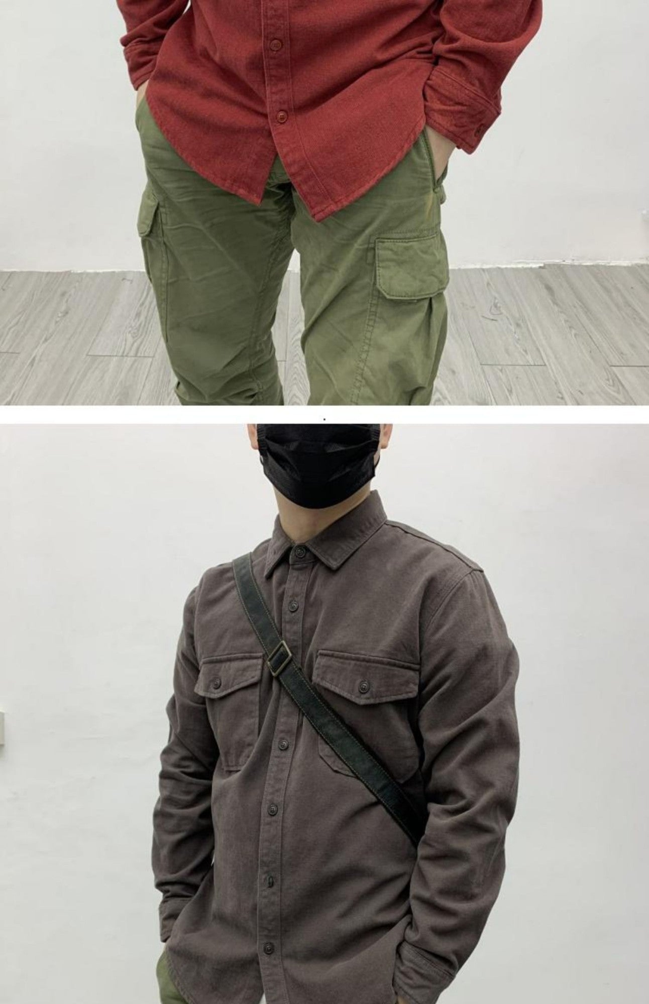 May Khaki heavy cargo double-pocket shirt men's cotton wash wool long-sleeved Japanese vintage loose coat