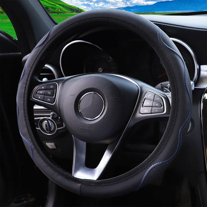 1 capa de volante de couro tipo mão de massagem estéreo em relevo sem anel interno para automóveis, cabe 14,5-15 polegadas