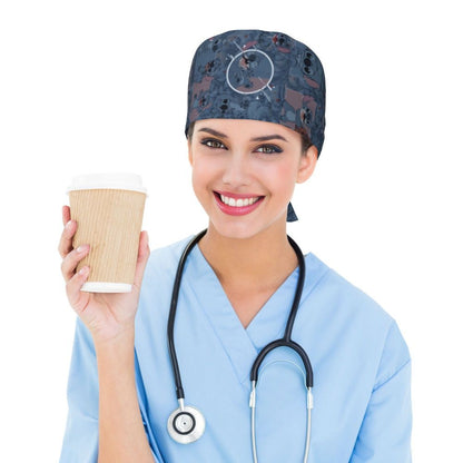 Custom Retro Cartoon Cleaning Working Cap Comfortable  Stitch Ohana Scrub Cap Surgicals Hat Nurse Scrubs Hat For Dentist