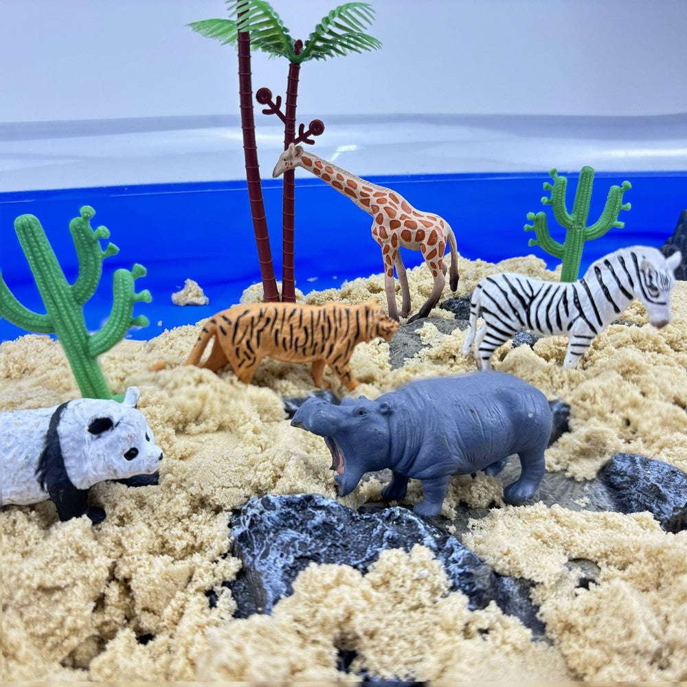 Conjunto de 12 Peças de Brinquedos Animais Selvagens Simulados e Atualizados: Leão, Tigre, Girafa, Zebra, Panda Realistas Para Crianças - Presentes de Natal