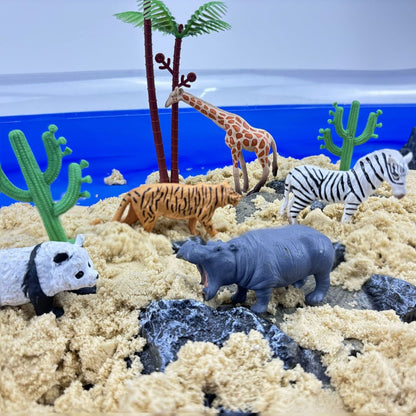 Conjunto de 12 Peças de Brinquedos Animais Selvagens Simulados e Atualizados: Leão, Tigre, Girafa, Zebra, Panda Realistas Para Crianças - Presentes de Natal