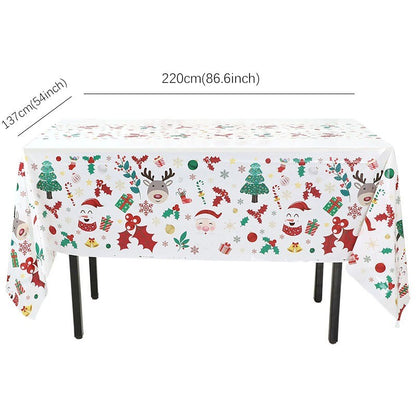 JUSTINLAU Christmas Cutlery Disposable Tableware Set Paper Plates Paper Cups Tissues Tablecloth Dining Plates Christmas Themed
