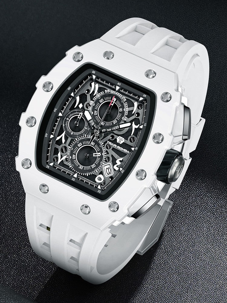 TSAR BOMBA Watch for Men Luxury Brand Tonneau Design Waterproof Clock Stainless Steel Wristwatch Fashion Rectangle Mens Watch