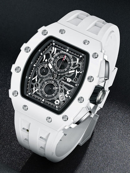 TSAR BOMBA Watch for Men Luxury Brand Tonneau Design Waterproof Clock Stainless Steel Wristwatch Fashion Rectangle Mens Watch