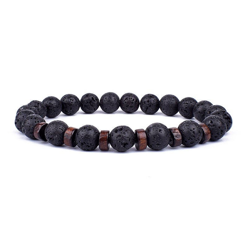 Pulseira de Pedra Vulcânica para Homens Lava Madeira 8mm Contas Pulseira Buda Tibetano Corrente de Pulso Feminina Masculina Jóias Presente Novas Pulseiras