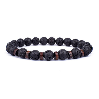 Pulseira de Pedra Vulcânica para Homens Lava Madeira 8mm Contas Pulseira Buda Tibetano Corrente de Pulso Feminina Masculina Jóias Presente Novas Pulseiras