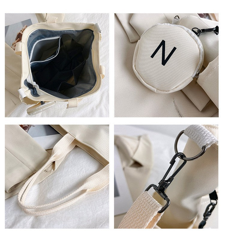 Minimalist Nylon Tote Bag, Oxford Waterproof Handbag Shoulder Crossbody Bag with Pocket, Effortless Style for Women Daily Errand