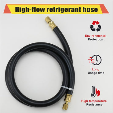 ABZS High-Flow Refrigerant Hose 6', 1/2" Diameter 3/8" To 1/4" Fittings, Black In Color