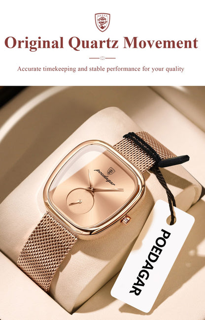 POEDAGAR Luxury Brand Woman Watch Waterproof Stainless Steel Mesh Women's Watches Fashion Elegant Quartz Ladies Wristwatch Reloj