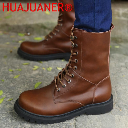 Botas Táticas Militares Masculinas Botas de Tornozelo de Deserto de Cano Alto Quentes e Antiderrapantes com Cadarço para Outono Inverno Masculino de Tamanho Grande