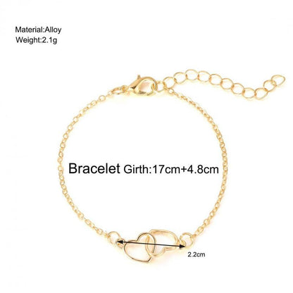 Pulseira Estilo Simples Vendas Coração a Coração Combinando Dupla Pequena Pulseira de Coração Oco Moda 2024 Novo Temperamento