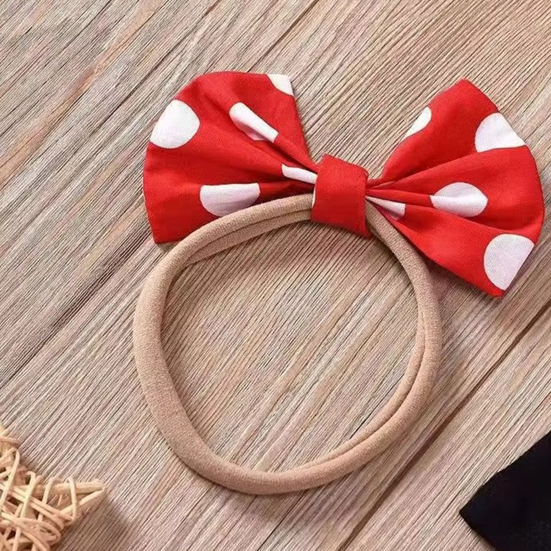 Minnie Mouse Girl Set Children Dress Baby Clothing Set Summer Birthday Costume Polka Dot Suspender Skirt Bow Headband skirt suit