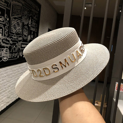 Bucket hat letters summer ladies bucket hat sun hat ladies straw hat fedora hat European men and women hat letters