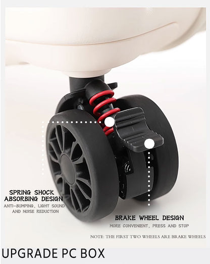 Large Capacity Expandable Suitcase Multi-Function Side Opening Luggage Boarding Case Cup Holder Shock-Absorbing Brake Wheels