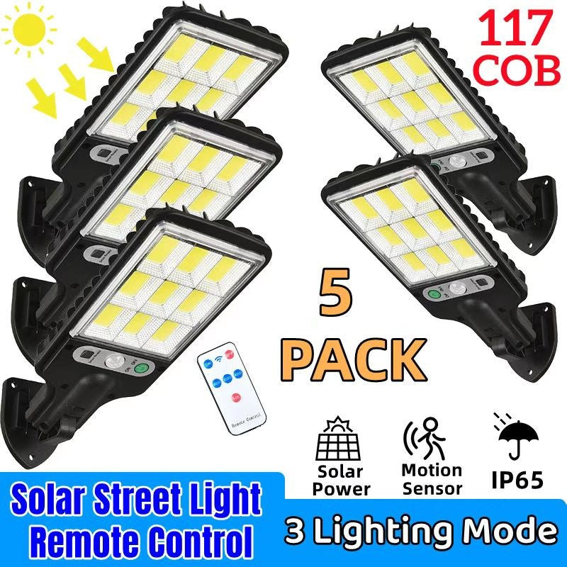 1-5 Pack Solar Street Lights Outdoor Waterproof Motion Sensor Wall LED with 3 Lighting Mode Solar Powered Lights for Garden