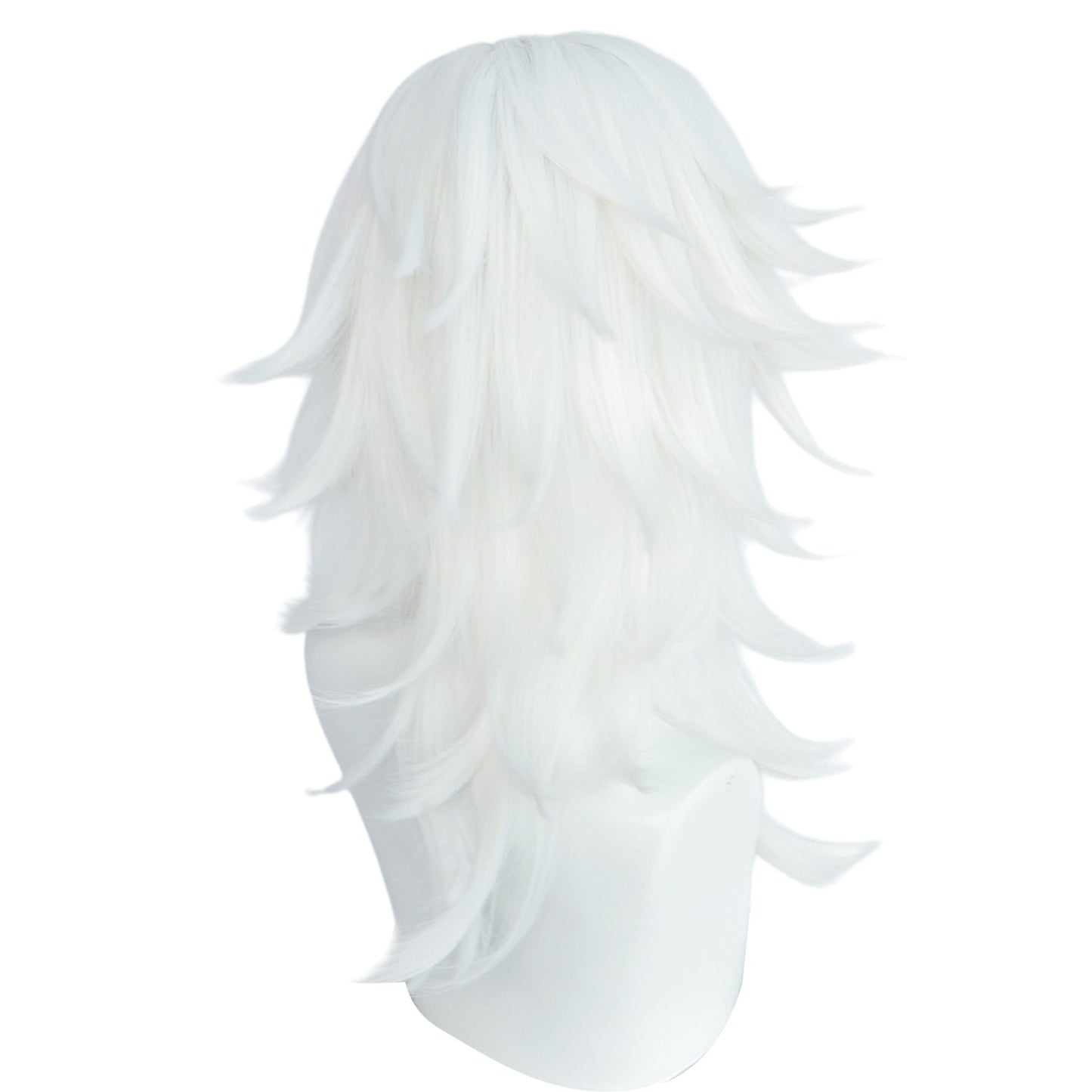 Synthetic Medium Length Fluffy Spiky Women Man Layered Straight Anime Cosplay Wig with Bangs for Halloween Party
