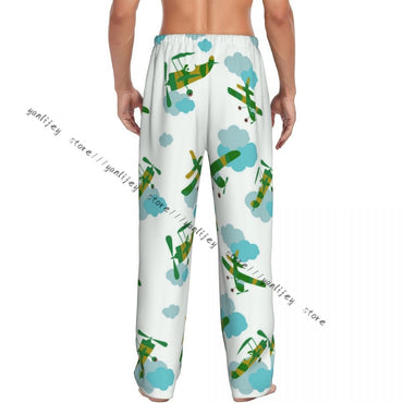 Men Sleep Bottoms Male Lounge Trousers Men's Airplanes And Clouds Pajama Pants