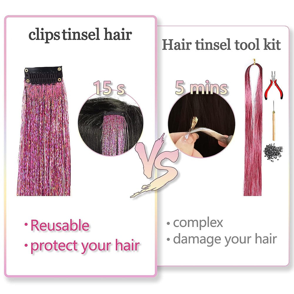5 Unidades/Pacote Extensões de Cabelo Cintilantes Presilhas Arco-Íris Brilhantes Mechas de Cabelo Resistentes ao Calor Extensões de Cabelo Cintilantes para Tranças