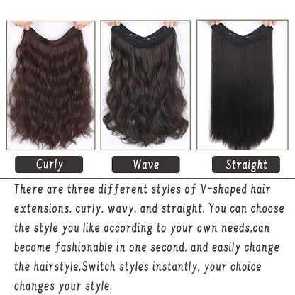 Cabelo Sintético Extensões de Cabelo Falsas Tic-Tac Postiço Meia Peruca em V Extensão Ondulada Natural Fios Falsos em Grampos Mulheres