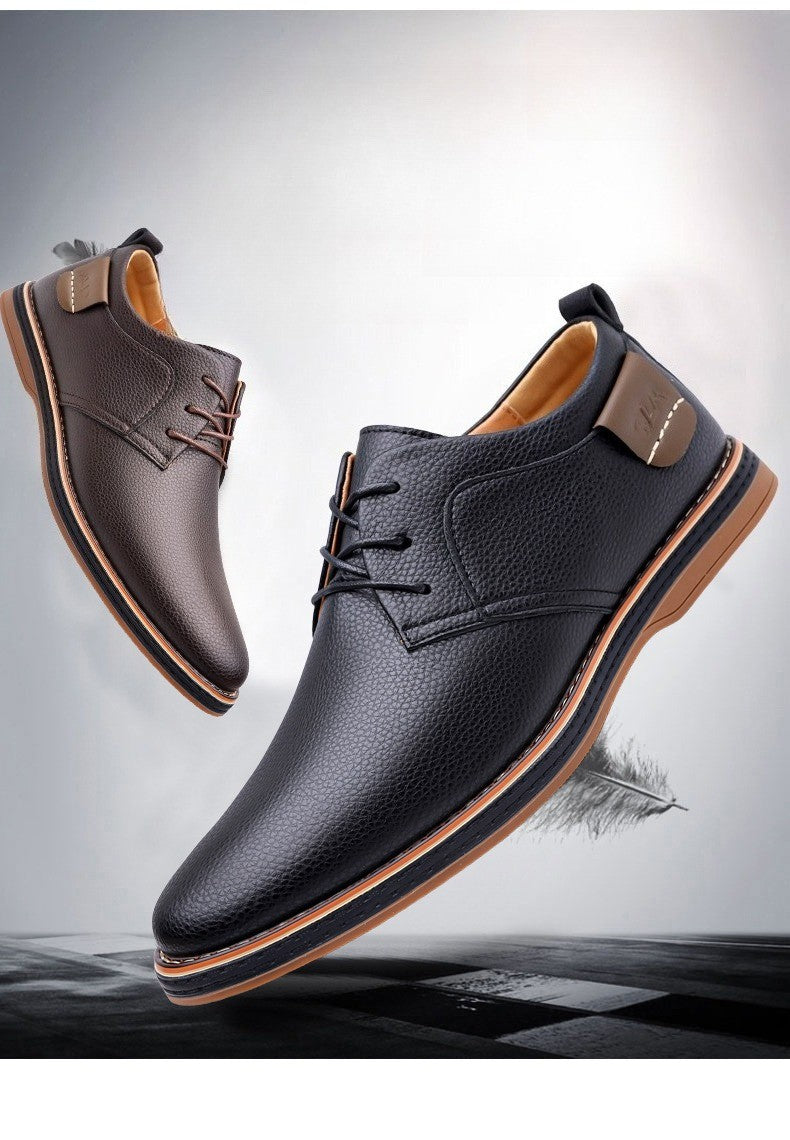 Men's Casual Business Leather Shoes Men Fashion Lace-up Derby Shoe Mens Light Comfortable Outdoor Driving Flats