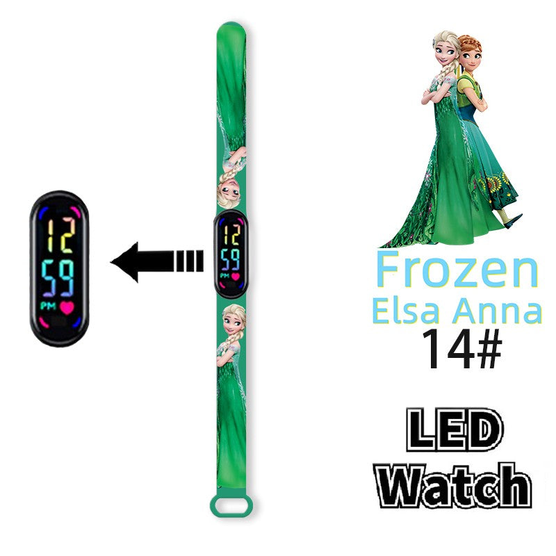 Disney Frozen Digital Kids' Watches Anime Figures LED Luminous Watch Touch Waterproof Electronic Sports Watch Kids Birthday Gift