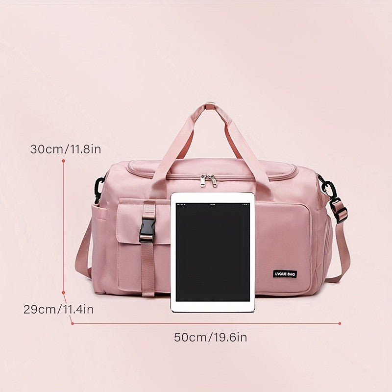 Multifunctional Women's Travel and Fitness Bag - Stylish Pink, Large Capacity, Separate Footwear Compartment