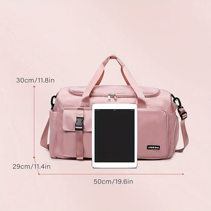 Multifunctional Women's Travel and Fitness Bag - Stylish Pink, Large Capacity, Separate Footwear Compartment