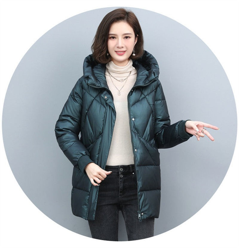 2023 Hooded Cotton Coat Women's Mid-Length Winter Jackets Elegant Mother's Parkas Padded Jacket Thick Down Padded Jacket Vintage